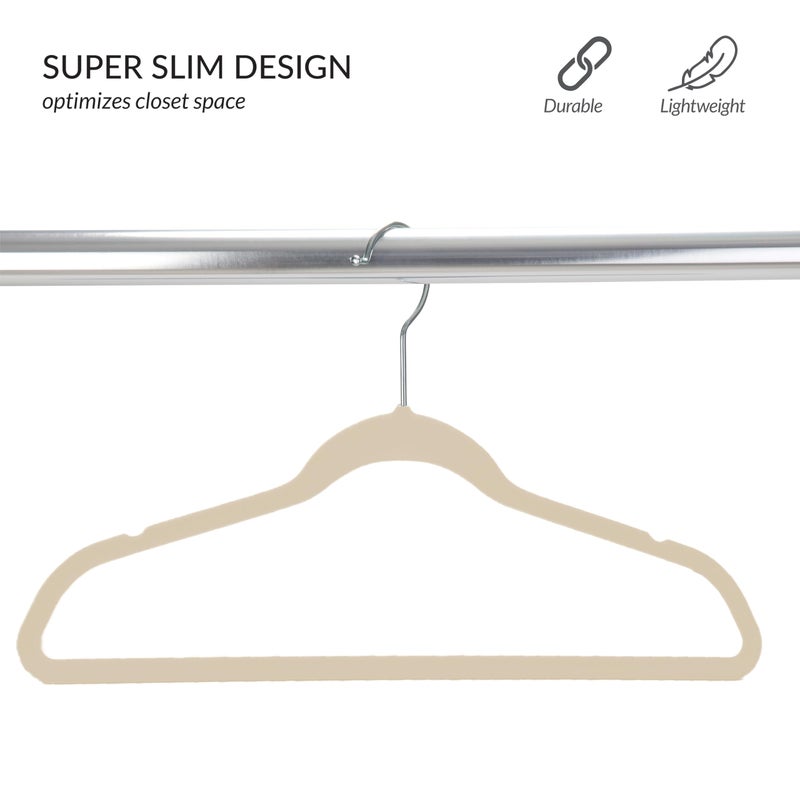 Simplify Childrens 10 PK Velvet Hangers | Dimensions : 13.78"" W x 8.46"" H | Durable Plastic | Non-Slip | Keeps Shape | 14  Width | Children Sizes 2-16 | Velvet  Ivory - Image 4